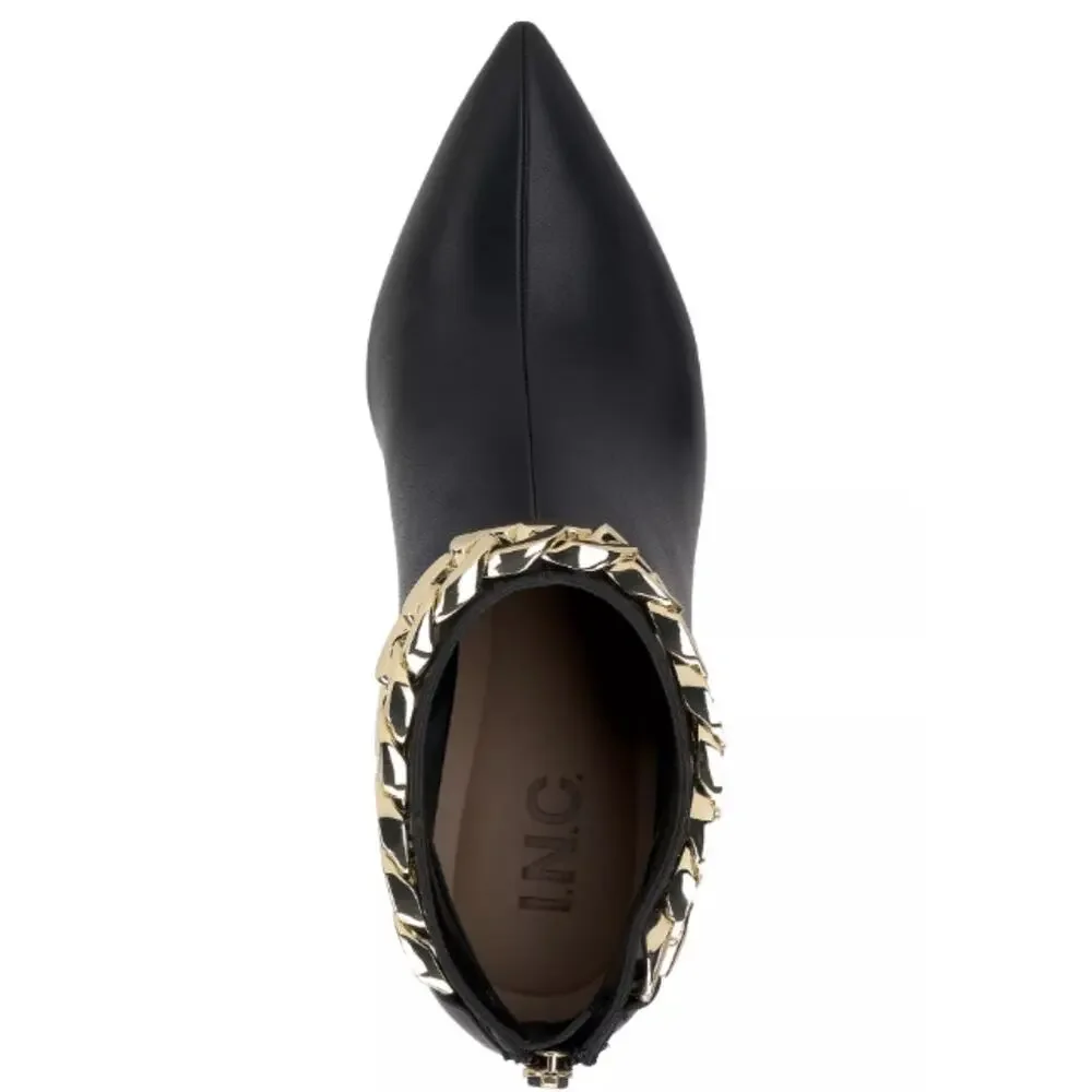 NEW I.N.C. International Concepts Radeyah Chain Booties Black 8.5M Pointed Toe